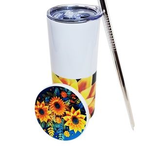 Stainless Steel Double Wall Insulated Straight Sunflower Tumbler